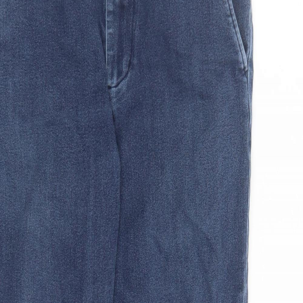 Uniqlo Womens Blue Cotton Cropped Jeans Size S L24 in Regular Zip - Elasticated Waist