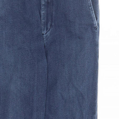 Uniqlo Womens Blue Cotton Cropped Jeans Size S L24 in Regular Zip - Elasticated Waist