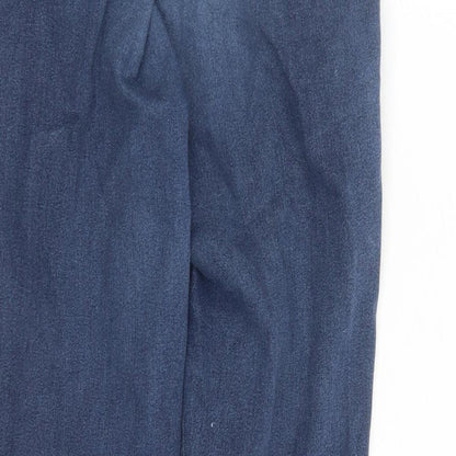 Uniqlo Womens Blue Cotton Cropped Jeans Size S L24 in Regular Zip - Elasticated Waist
