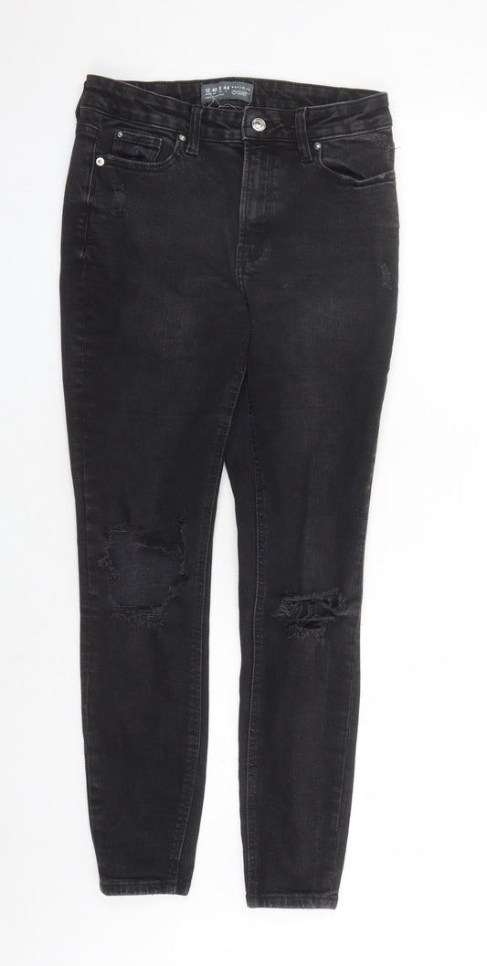 Denim & Co. Womens Black Cotton Skinny Jeans Size 12 L27 in Regular Zip - Pockets