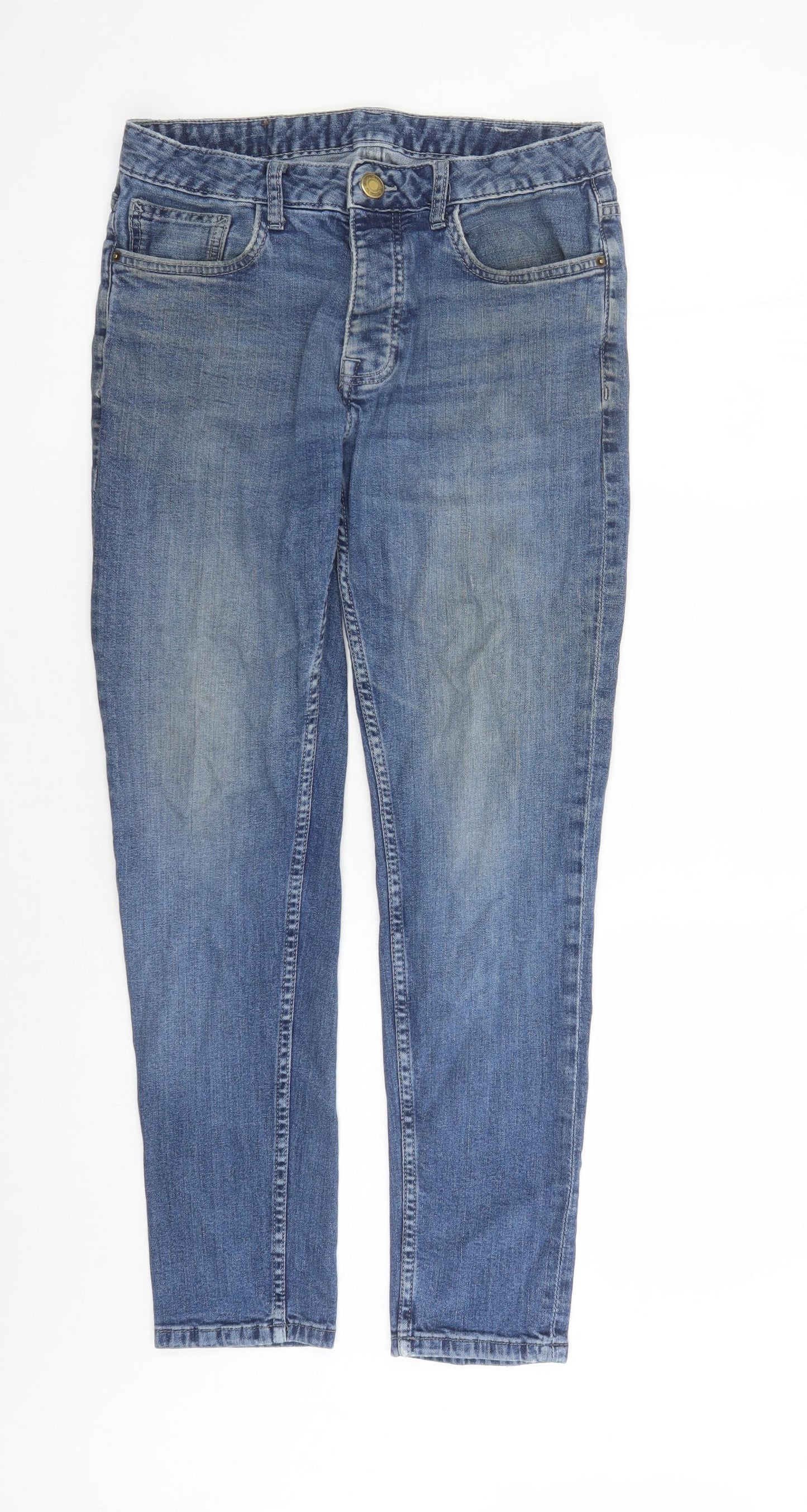 Denim & Co. Mens Blue Cotton Straight Jeans Size 30 in L28 in Regular Button - Pockets