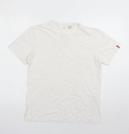 Levi's Mens White Polyester T-Shirt Size M Crew Neck