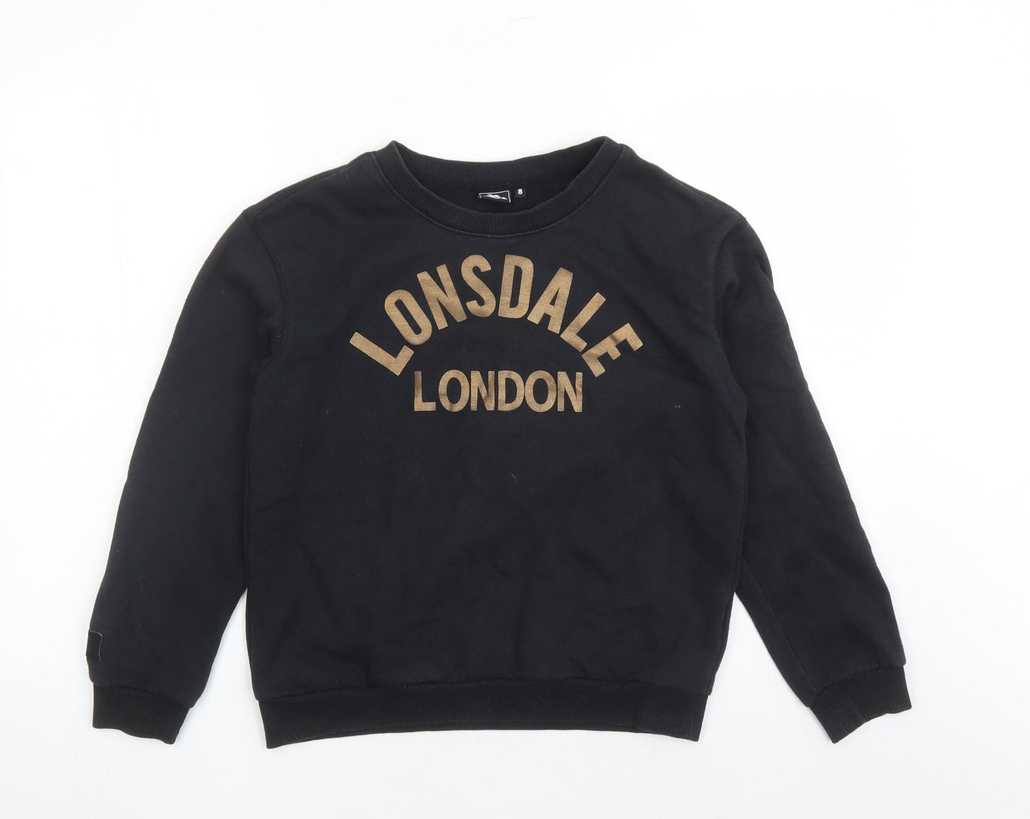 Lonsdale Womens Black Cotton Pullover Sweatshirt Size 8 Pullover