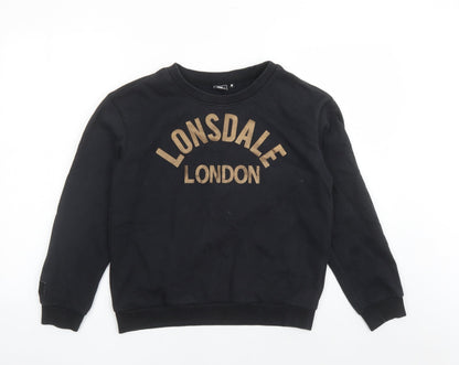 Lonsdale Womens Black Cotton Pullover Sweatshirt Size 8 Pullover