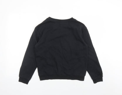 Lonsdale Womens Black Cotton Pullover Sweatshirt Size 8 Pullover