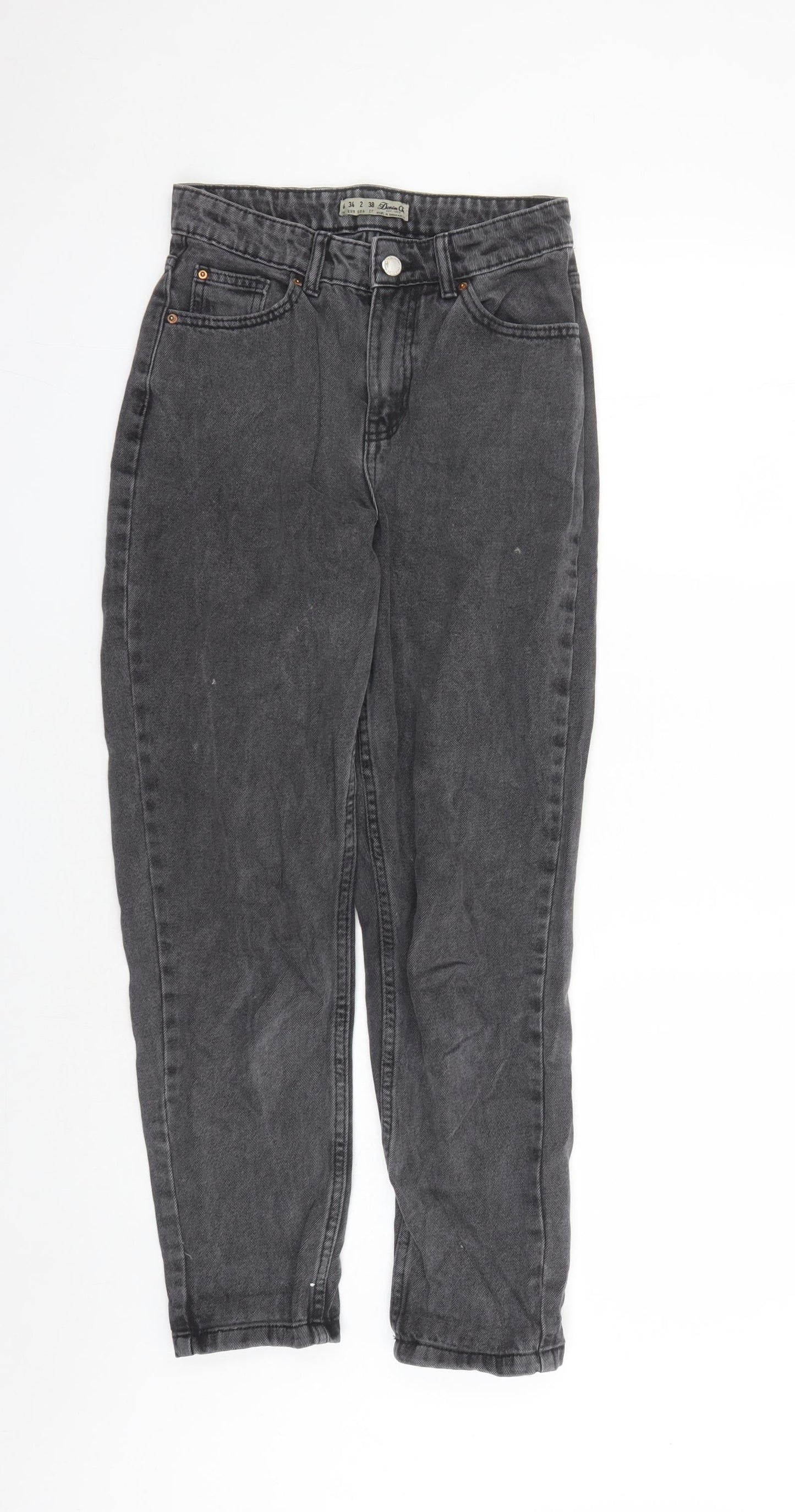 Denim & Co. Womens Grey Cotton Straight Jeans Size 6 L27 in Regular Zip