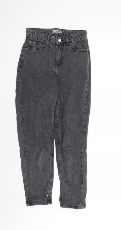 Denim & Co. Womens Grey Cotton Straight Jeans Size 6 L27 in Regular Zip