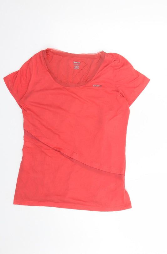 Reebok Womens Red Cotton Basic T-Shirt Size M Round Neck Pullover