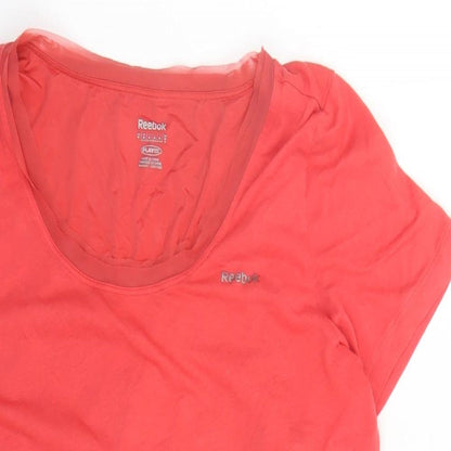 Reebok Womens Red Cotton Basic T-Shirt Size M Round Neck Pullover
