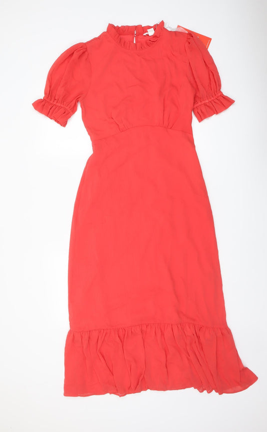 Finery Womens Red Polyester A-Line Size 10 Roll Neck Zip