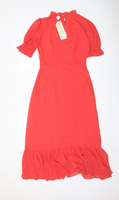 Finery Womens Red Polyester A-Line Size 10 Roll Neck Zip