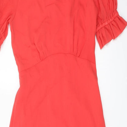 Finery Womens Red Polyester A-Line Size 10 Roll Neck Zip