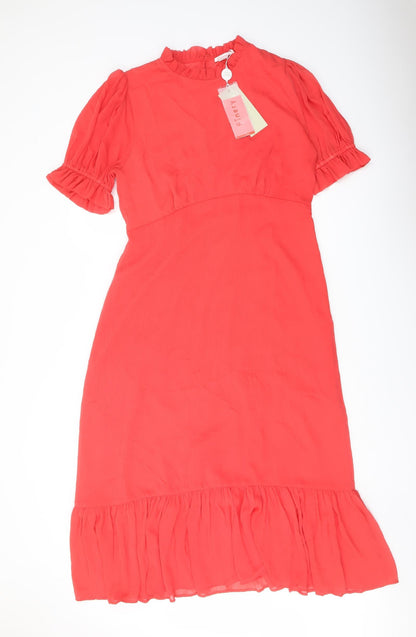 Finery Womens Red Polyester A-Line Size 16 Mock Neck Zip