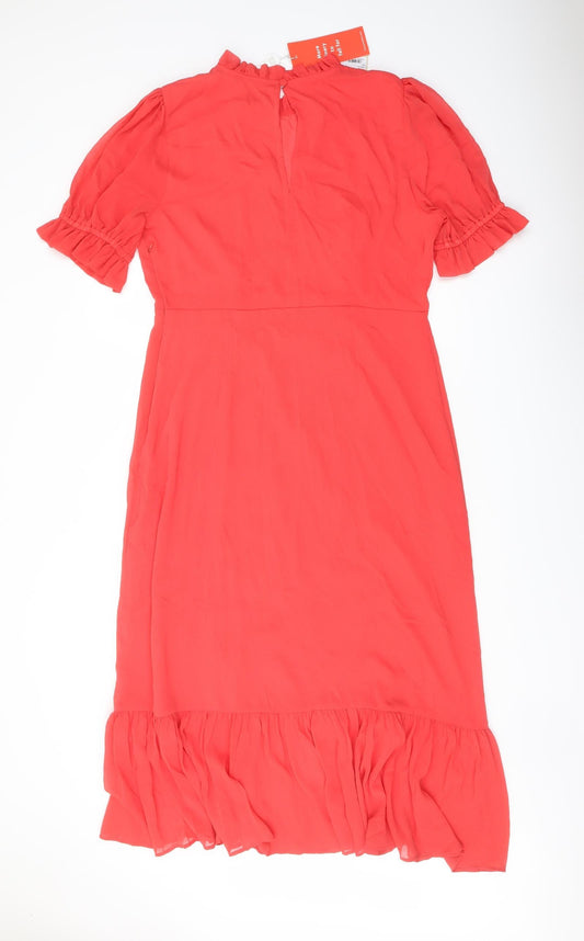 Finery Womens Red Polyester A-Line Size 16 Mock Neck Zip