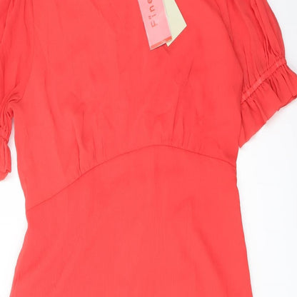 Finery Womens Red Polyester A-Line Size 16 Mock Neck Zip