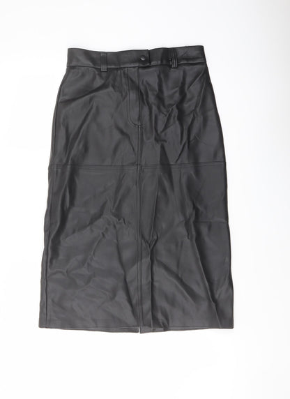 Marks and Spencer Womens Black Polyester A-Line Skirt Size 10 Snap