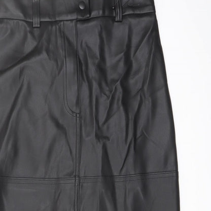 Marks and Spencer Womens Black Polyester A-Line Skirt Size 10 Snap