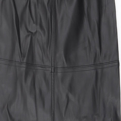 Marks and Spencer Womens Black Polyester A-Line Skirt Size 10 Snap