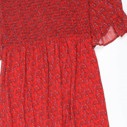 Finery Womens Red Floral Polyester A-Line Size 16 Mock Neck Pullover