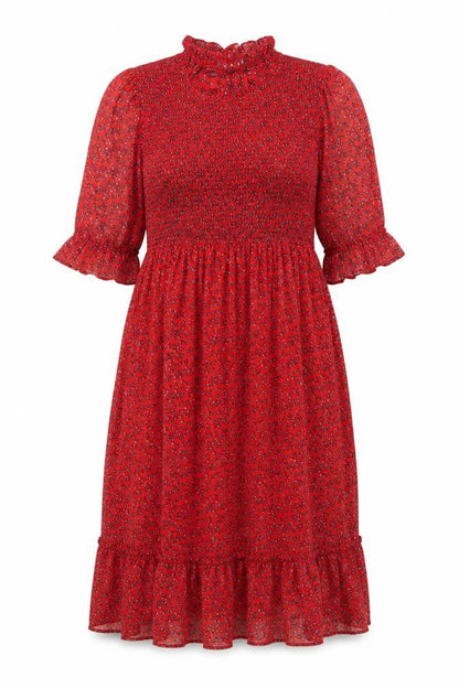 Finery Womens Red Floral Polyester A-Line Size 18 Mock Neck Pullover