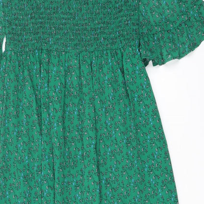 Finery Womens Green Floral Polyester A-Line Size 10 Mock Neck Pullover