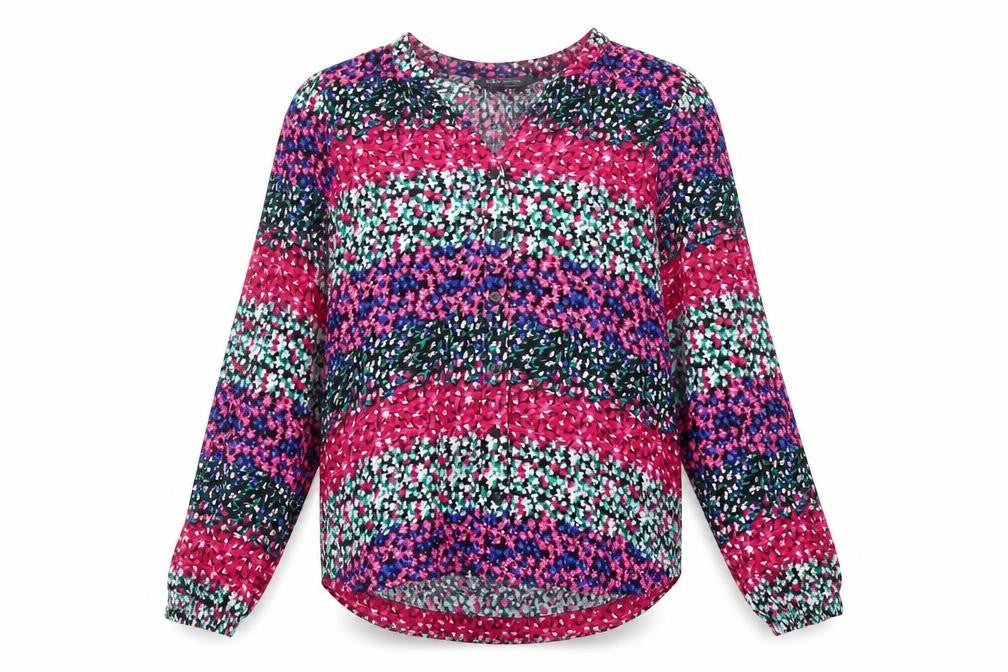 Marks and Spencer Womens Multicoloured Floral Polyester Basic Blouse Size 8 V-Neck