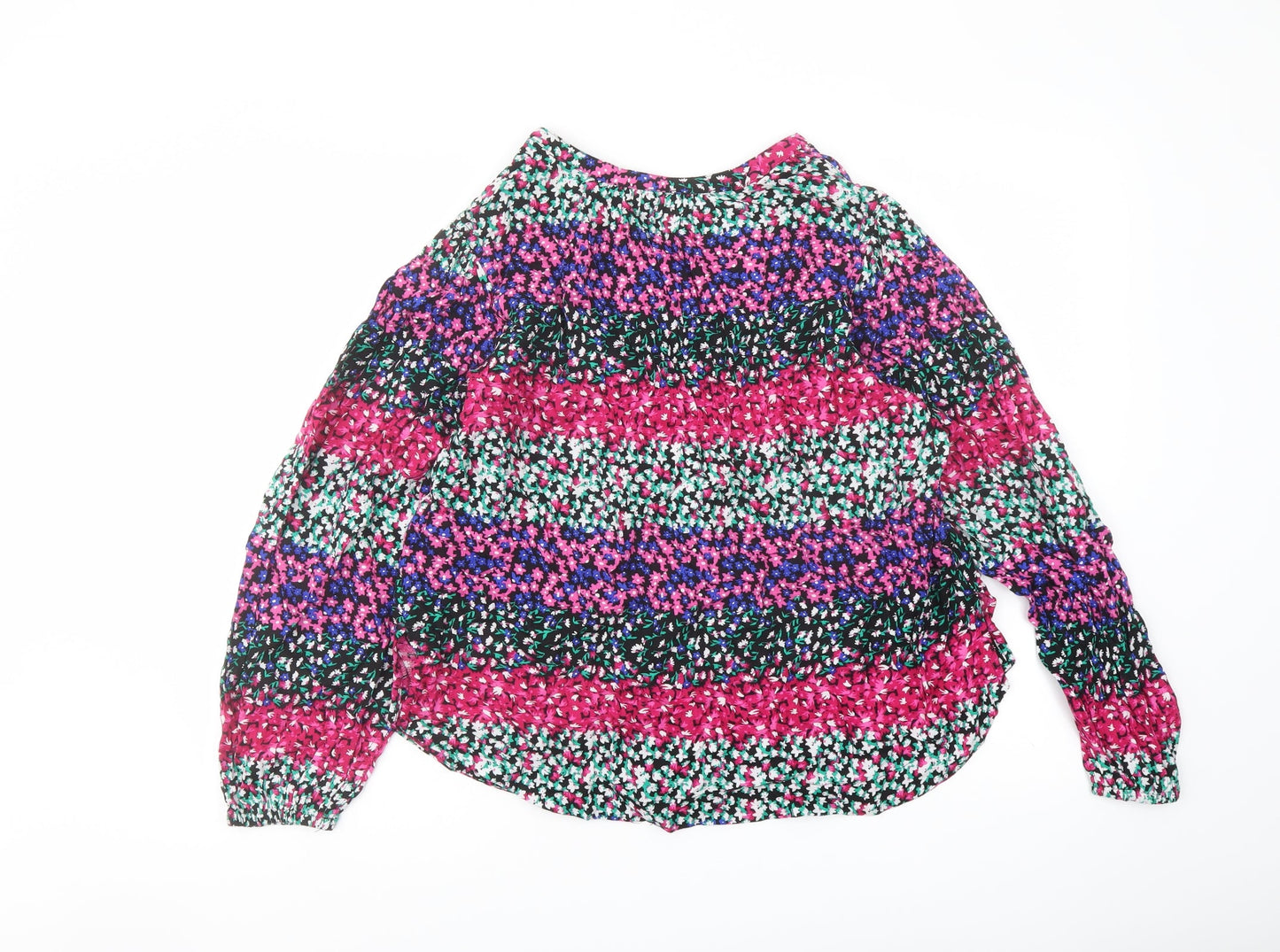 Marks and Spencer Womens Multicoloured Floral Polyester Basic Blouse Size 8 V-Neck