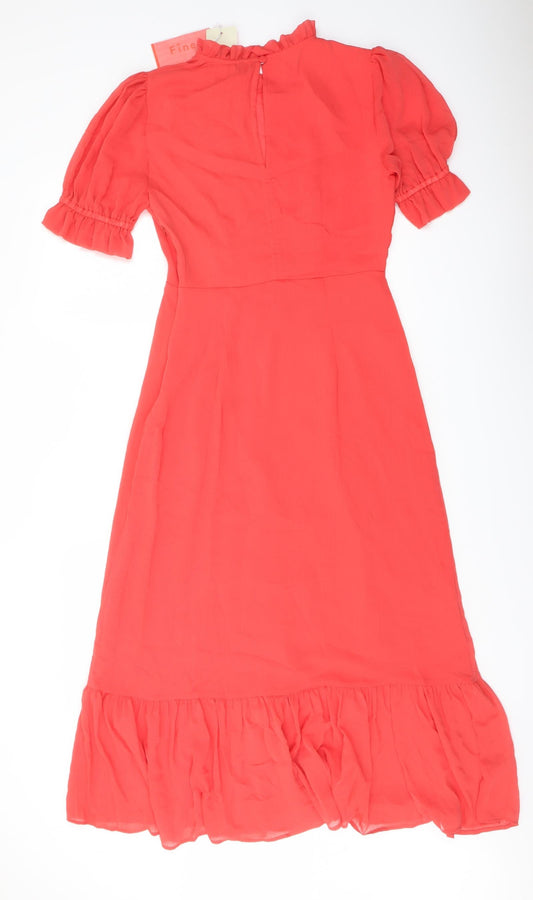 Finery Womens Red Polyester A-Line Size 10 Mock Neck Zip