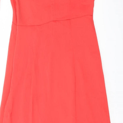 Finery Womens Red Polyester A-Line Size 10 Mock Neck Zip