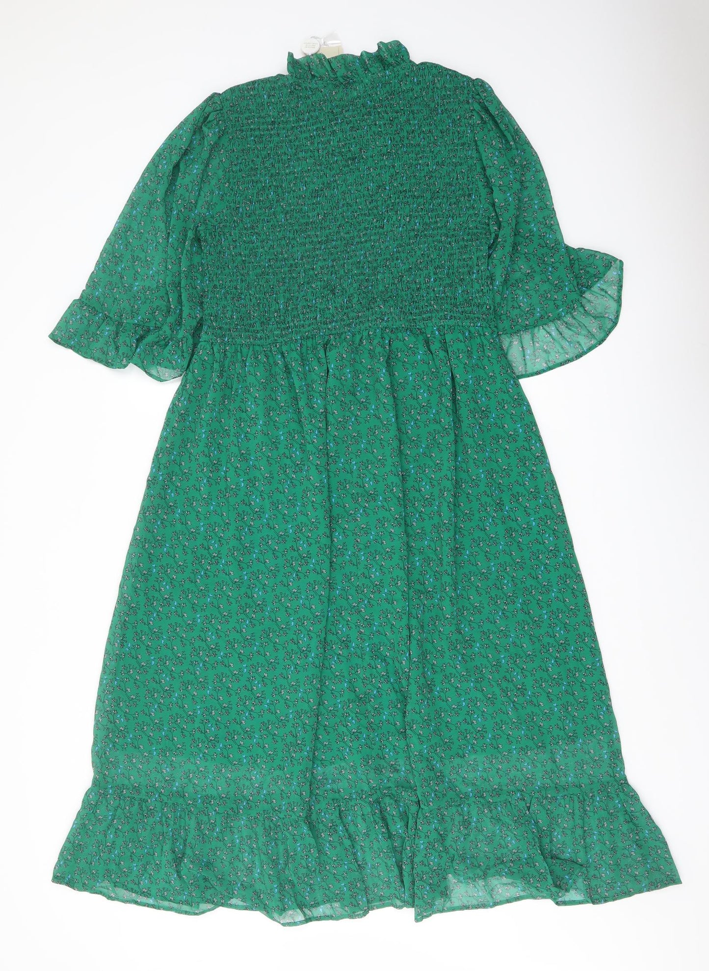 Finery Womens Green Floral Polyester A-Line Size 16 Mock Neck Pullover
