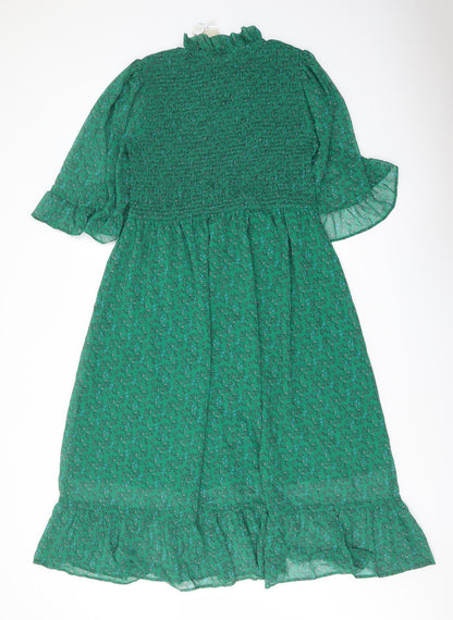 Finery Womens Green Floral Polyester A-Line Size 16 Mock Neck Pullover