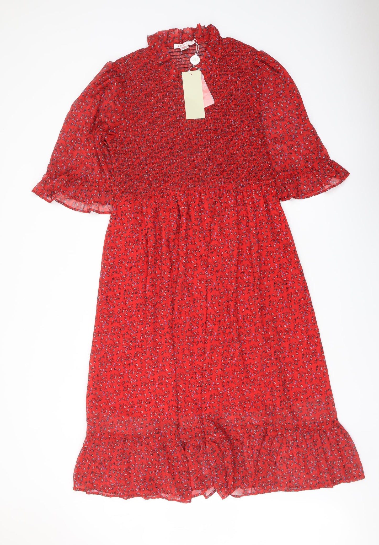 Finery Womens Red Floral Polyester A-Line Size 18 Mock Neck Pullover