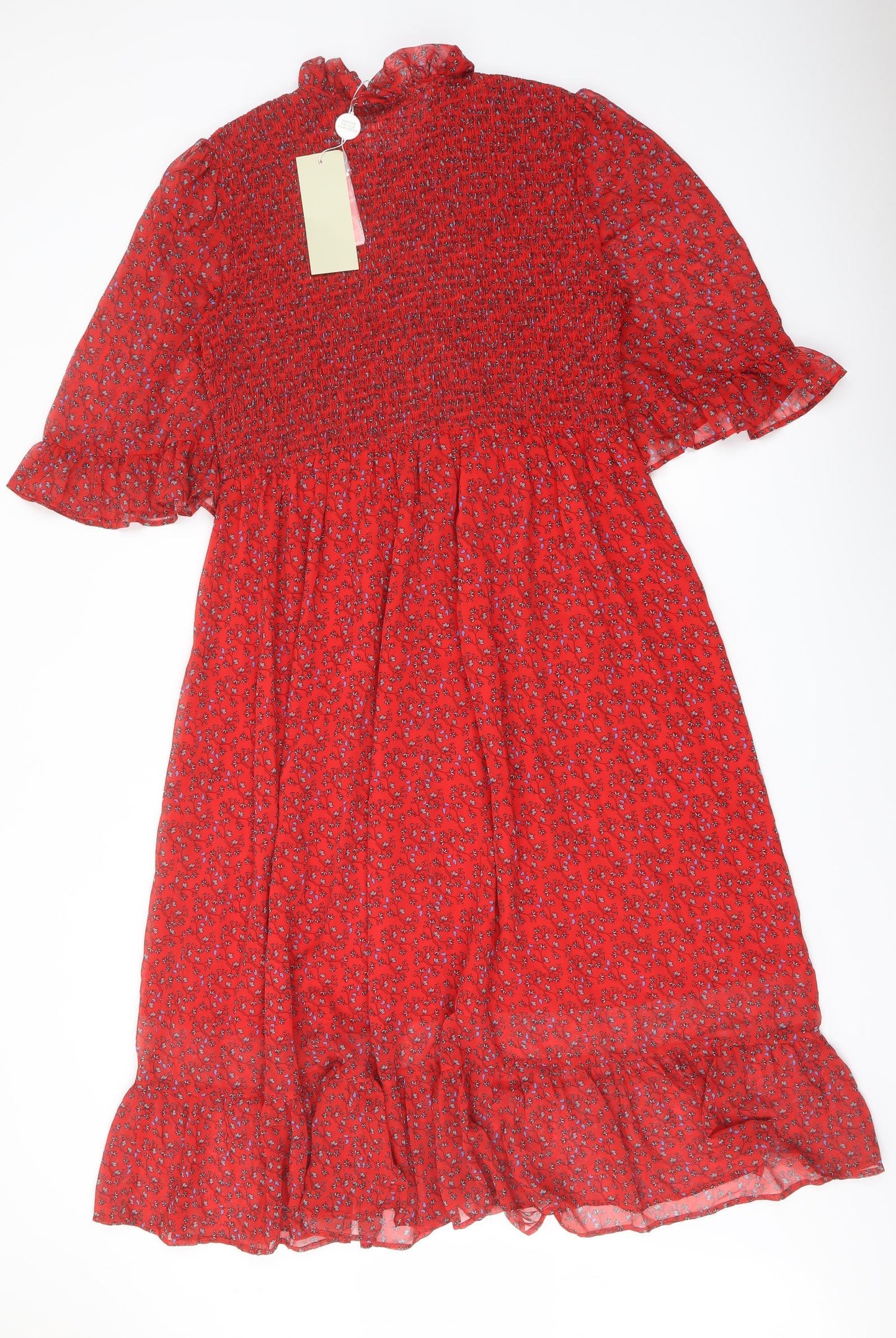 Finery Womens Red Floral Polyester A-Line Size 18 Mock Neck Pullover