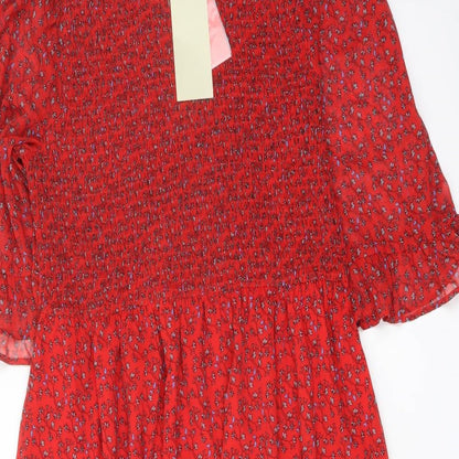 Finery Womens Red Floral Polyester A-Line Size 18 Mock Neck Pullover
