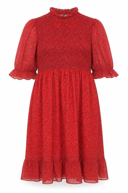 Finery Womens Red Floral Polyester A-Line Size 16 Mock Neck Pullover