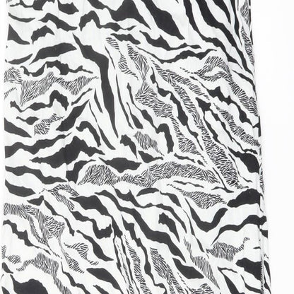 Marks and Spencer Womens White Animal Print Linen Trapeze & Swing Size 6 V-Neck Pullover