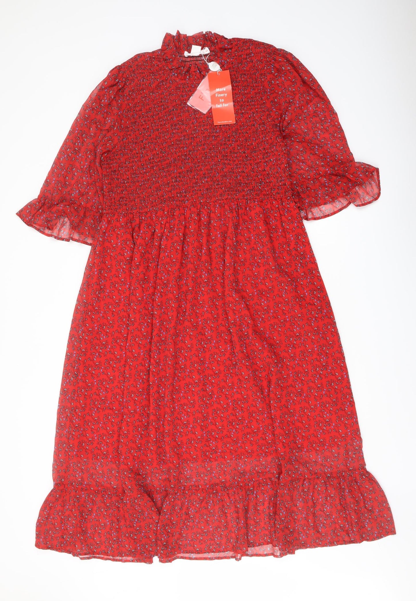 Finery Womens Red Floral Polyester A-Line Size 18 Mock Neck Pullover