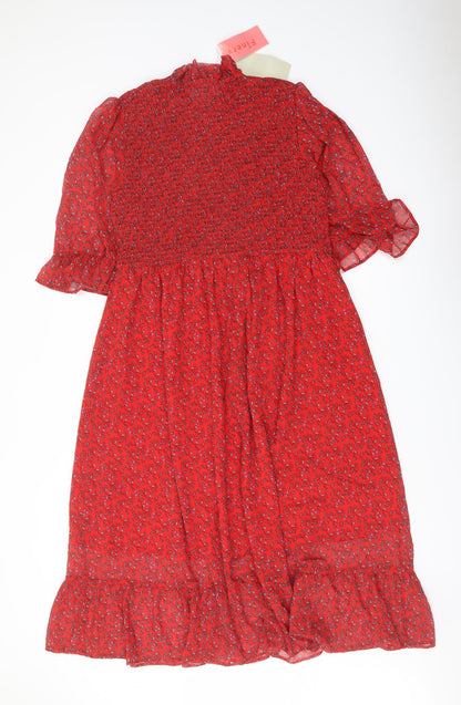 Finery Womens Red Floral Polyester A-Line Size 18 Mock Neck Pullover