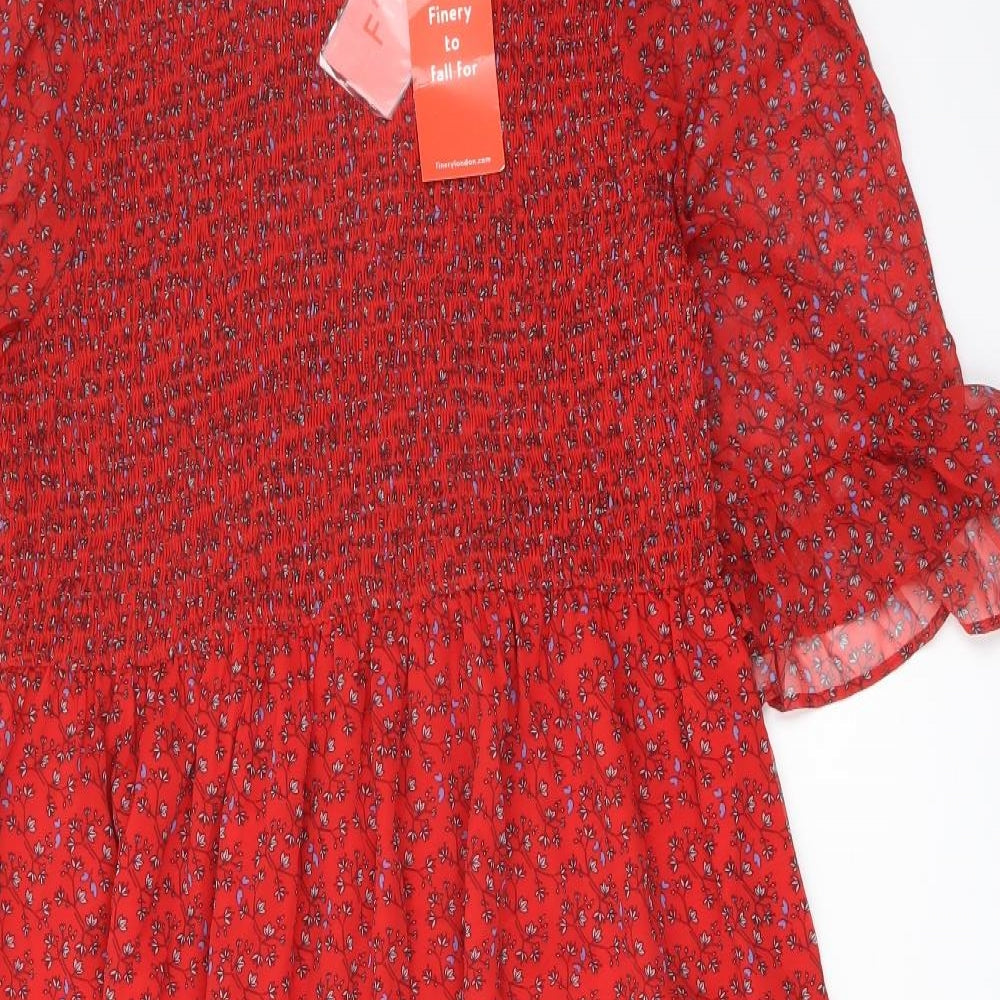 Finery Womens Red Floral Polyester A-Line Size 18 Mock Neck Pullover