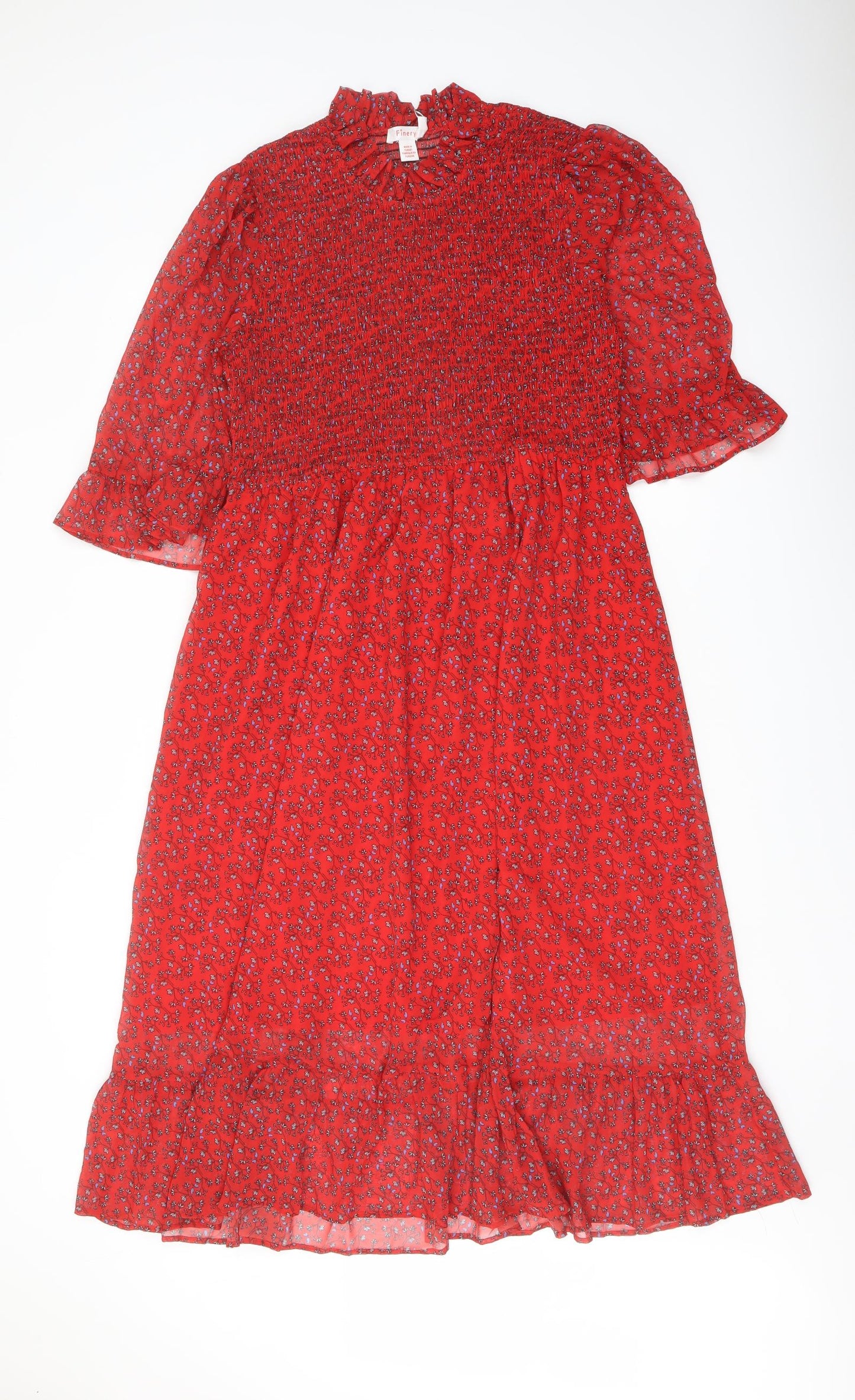 Finery Womens Red Floral Polyester A-Line Size 16 Mock Neck Pullover