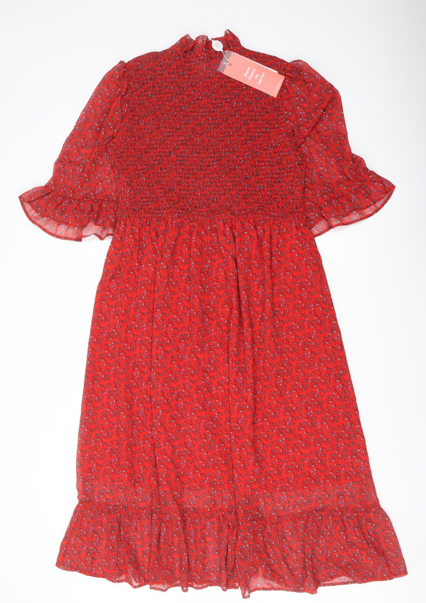 Finery Womens Red Floral Polyester A-Line Size 16 Mock Neck Pullover