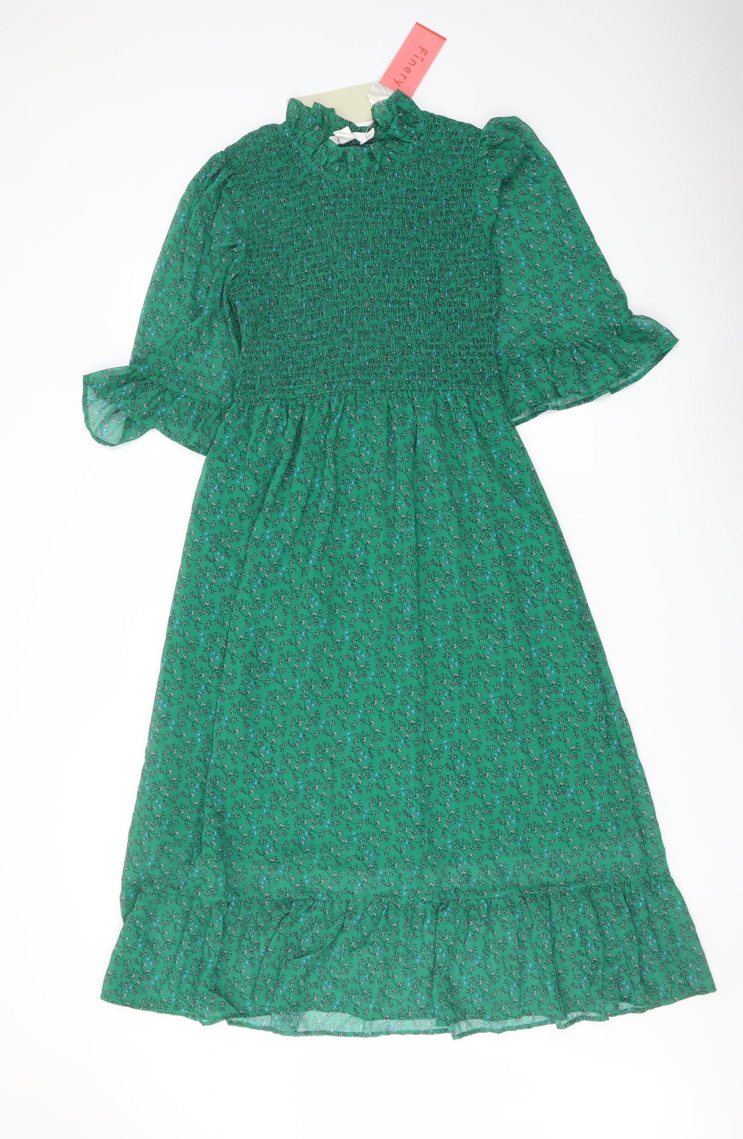 Finery Womens Green Floral Polyester A-Line Size 10 Mock Neck Pullover