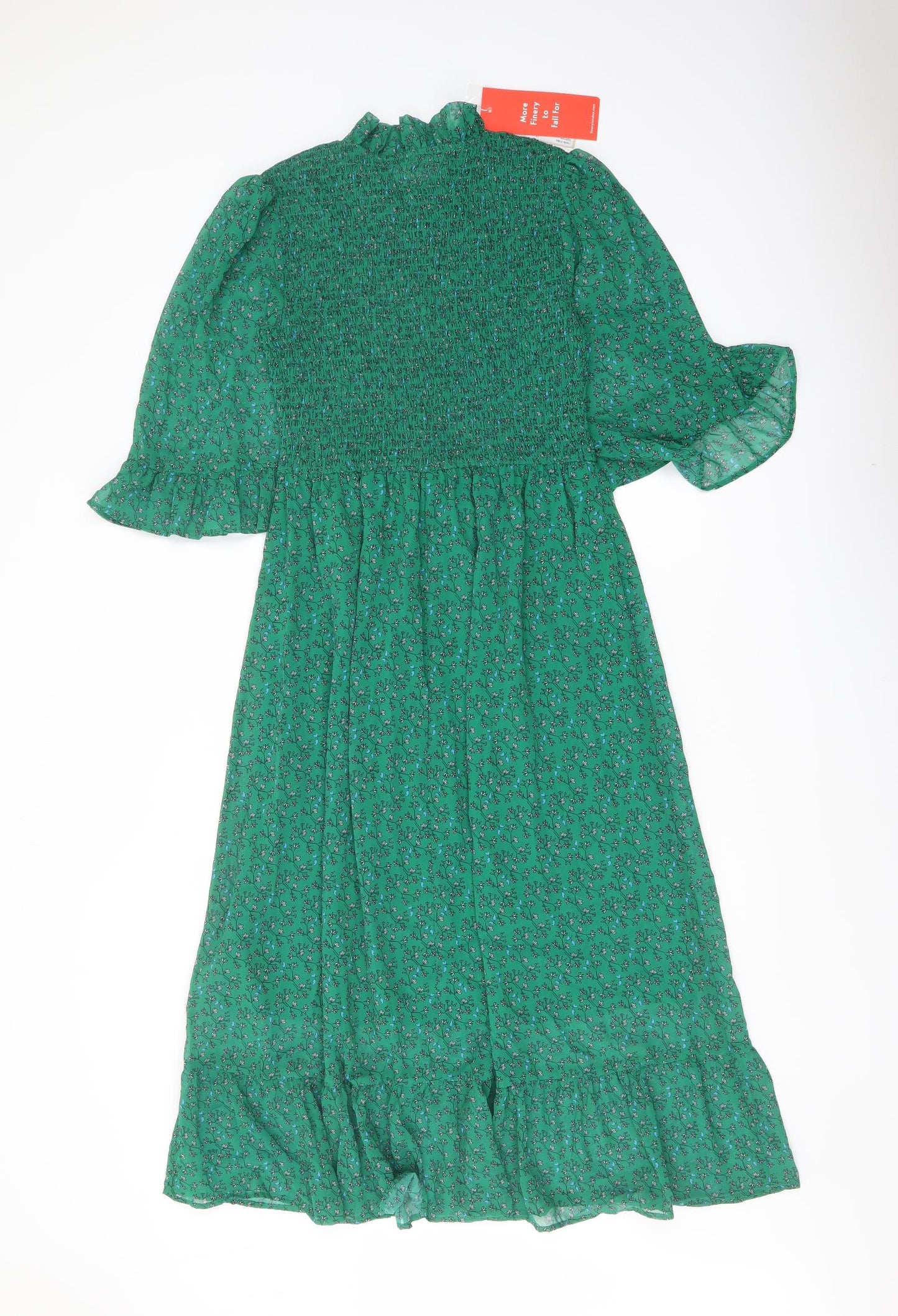 Finery Womens Green Floral Polyester A-Line Size 10 Mock Neck Pullover