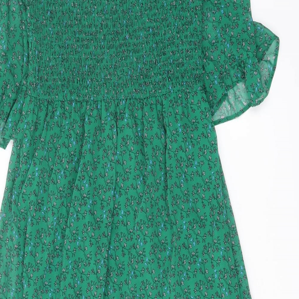 Finery Womens Green Floral Polyester A-Line Size 10 Mock Neck Pullover
