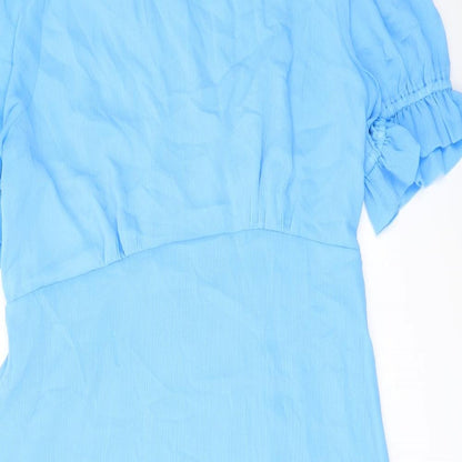 Finery Womens Blue Polyester A-Line Size 18 Mock Neck Zip