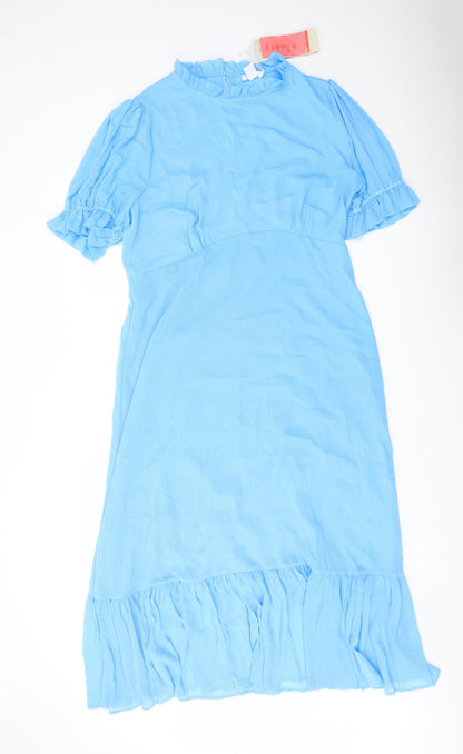 Finery Womens Blue Polyester A-Line Size 18 Mock Neck Zip