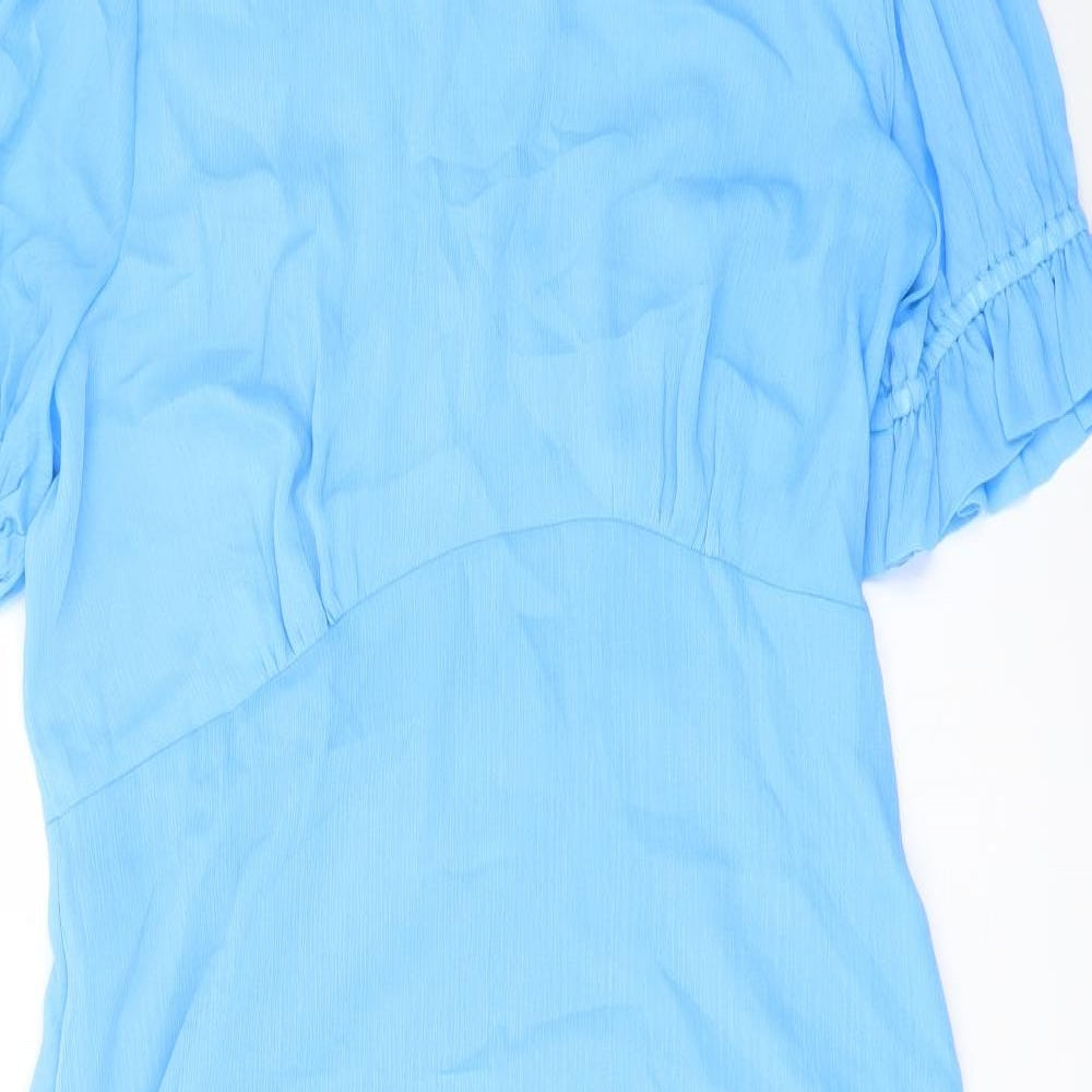 Finery Womens Blue Polyester A-Line Size 18 Mock Neck Zip