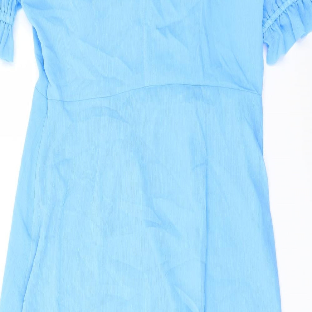 Finery Womens Blue Polyester A-Line Size 18 Mock Neck Zip