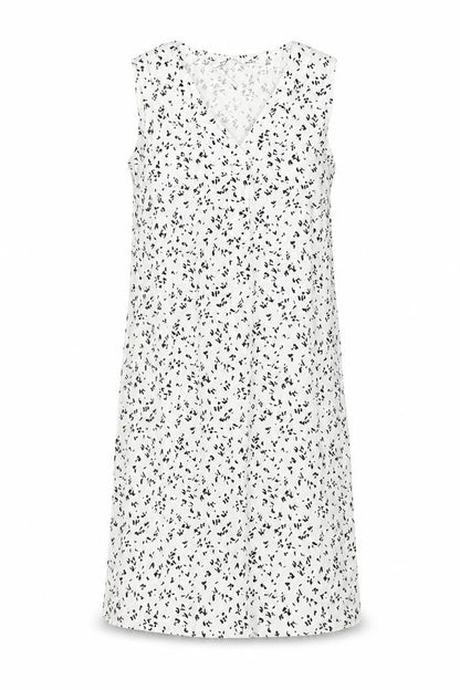 Marks and Spencer Womens White Geometric Linen Trapeze & Swing Size 8 V-Neck Pullover