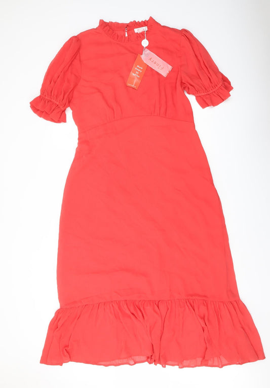 Finery Womens Red Polyester A-Line Size 16 Mock Neck Zip